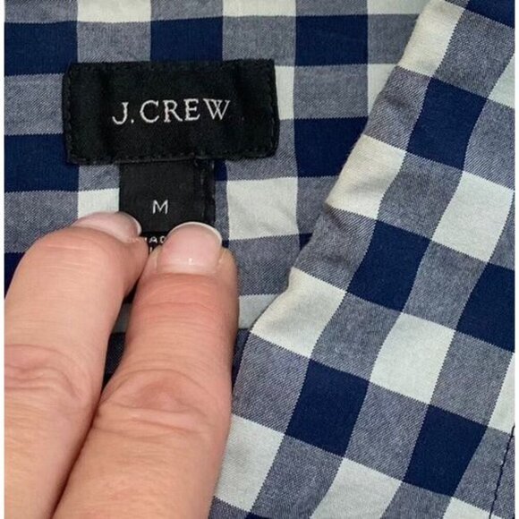 J Crew Men’s Shirt sz M Button Down Blue grey Check Cotton Casual Classic - Picture 3 of 4